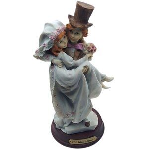 Vintage Just Married Porcelain Wedding Couple Crossing the Threshold Figurine